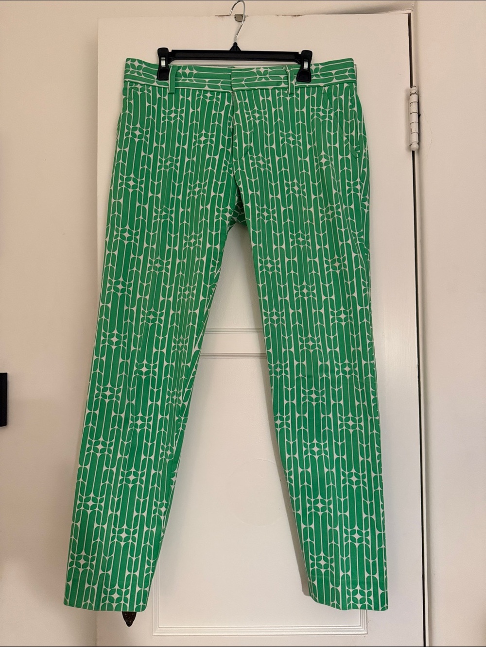 Slim Green Patterned Men’s Dress Pants